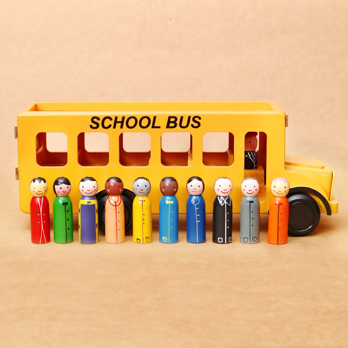 Wooden School Bus with Children