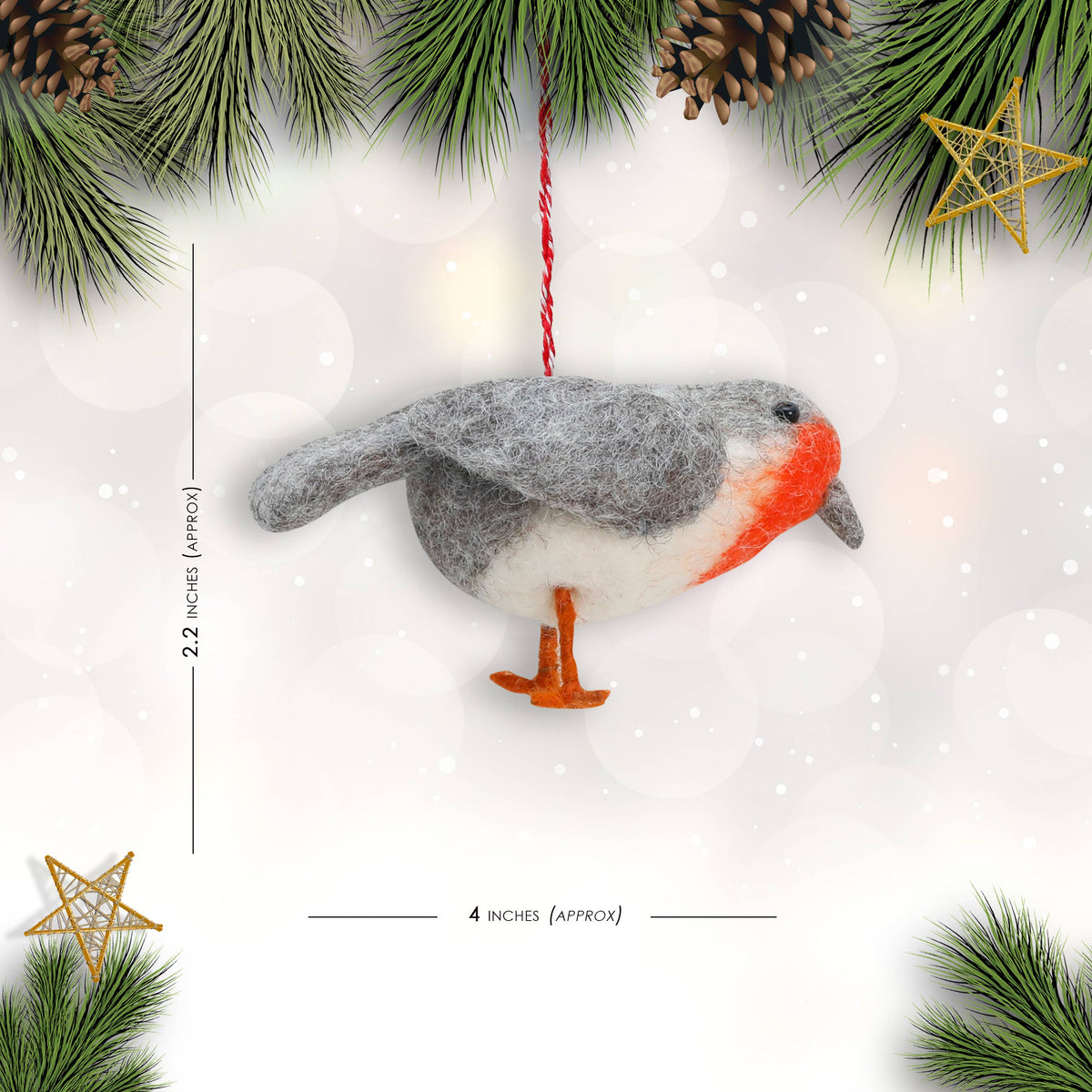Felt Ornament Tuft Grey Bird