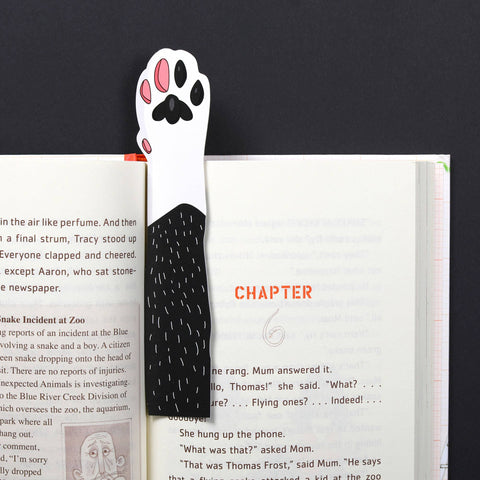 Cat Paw Bookmark - Tuxedo (it's die cut!)
