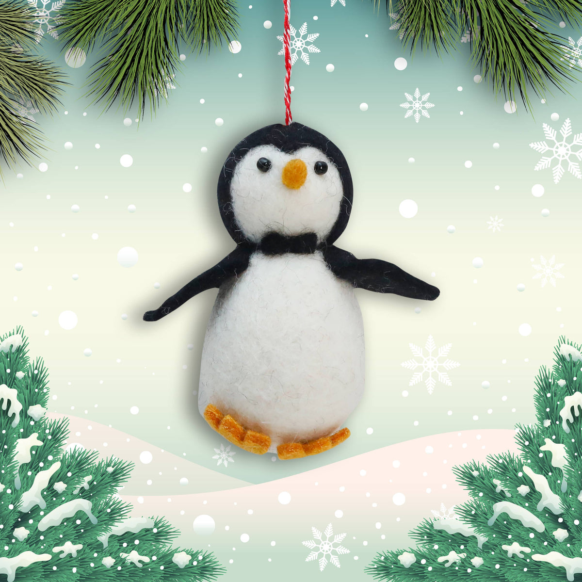 Felt Ornament Tuft Penguin Bowtie