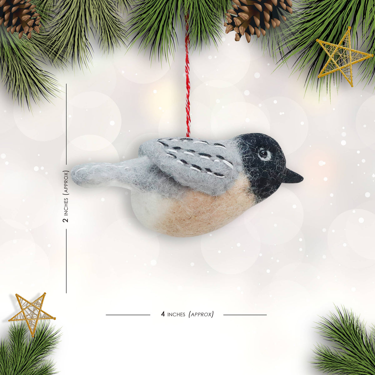 Felt Ornament Tuft Chickadee