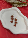 Heart Trio's in Cinnamon | Valentine's Clay Earrings