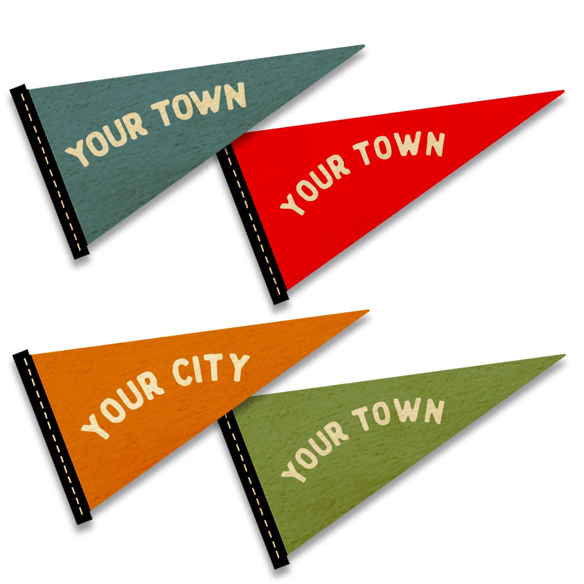 Pennant Wood Magnet Die Cut Shape | City State name drop