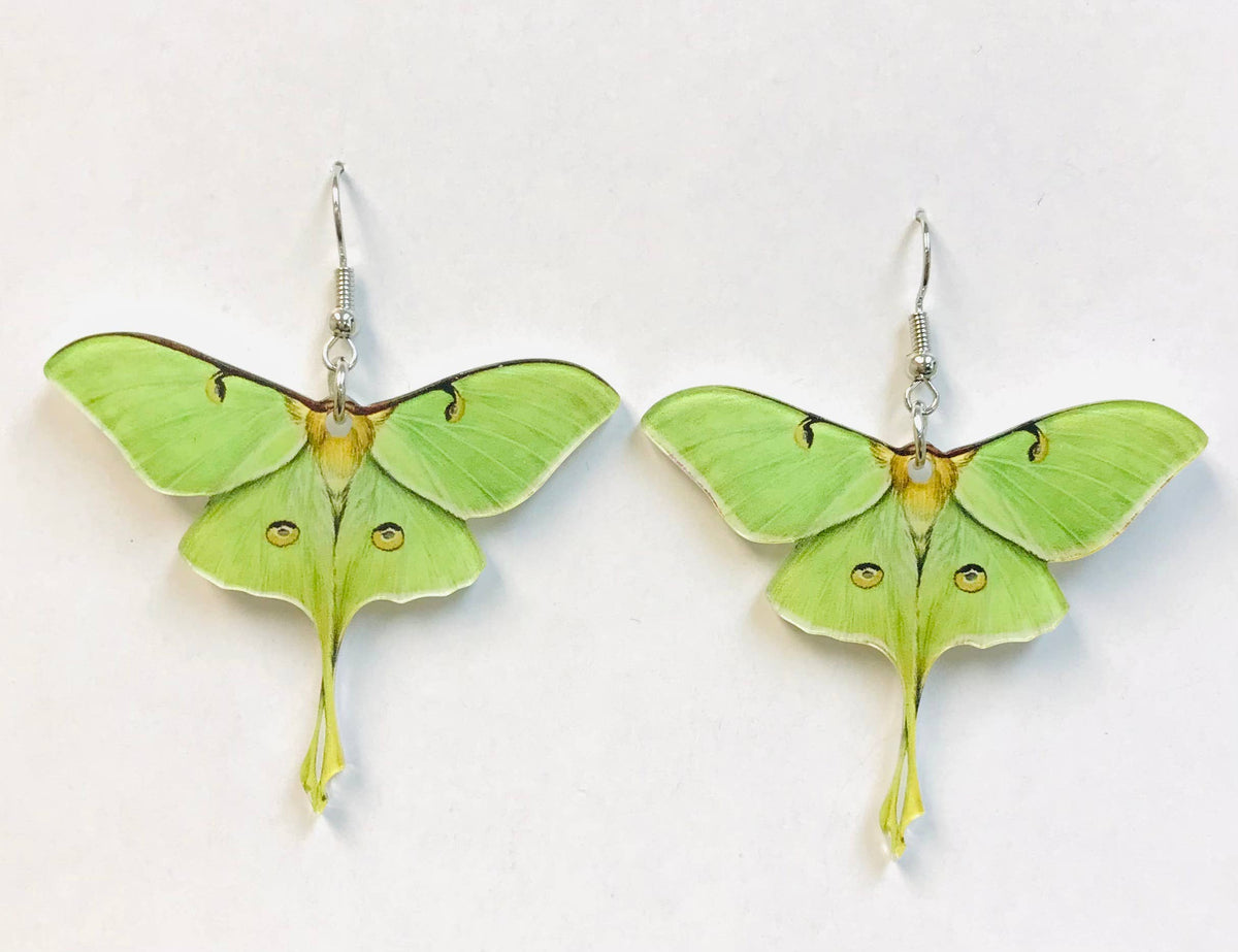 Acrylic Luna Moth Earrings Transformation, Regeneration gift