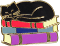 Cat with Books Enamel Pin
