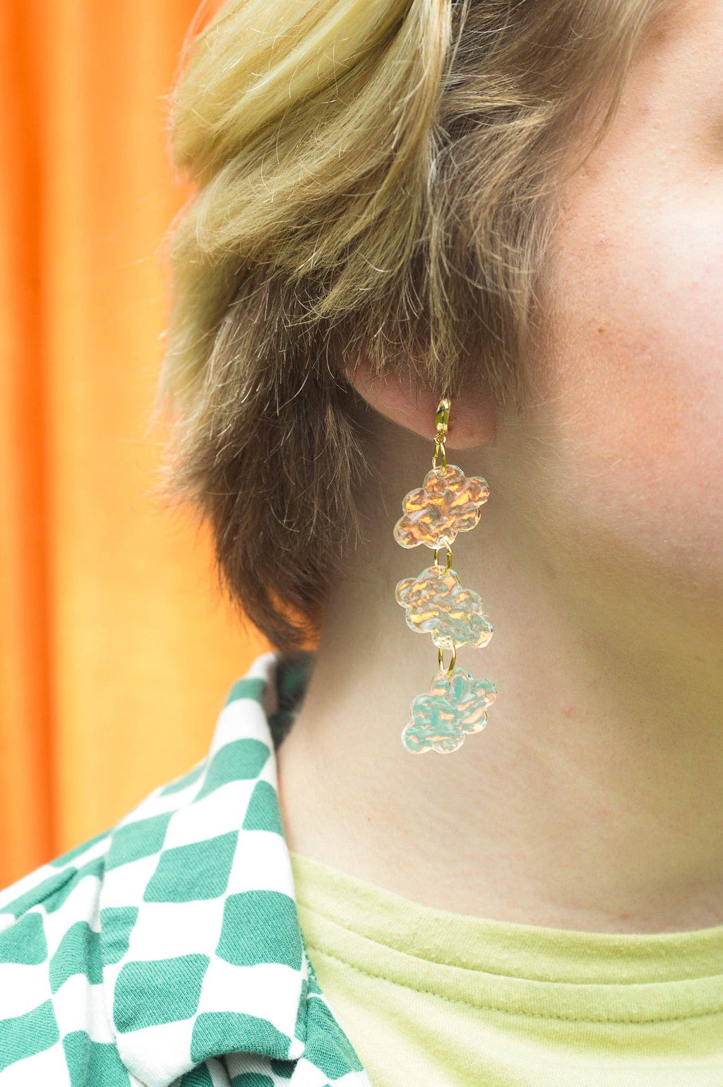 Iridescent Cloud Shimmer Statement Earrings
