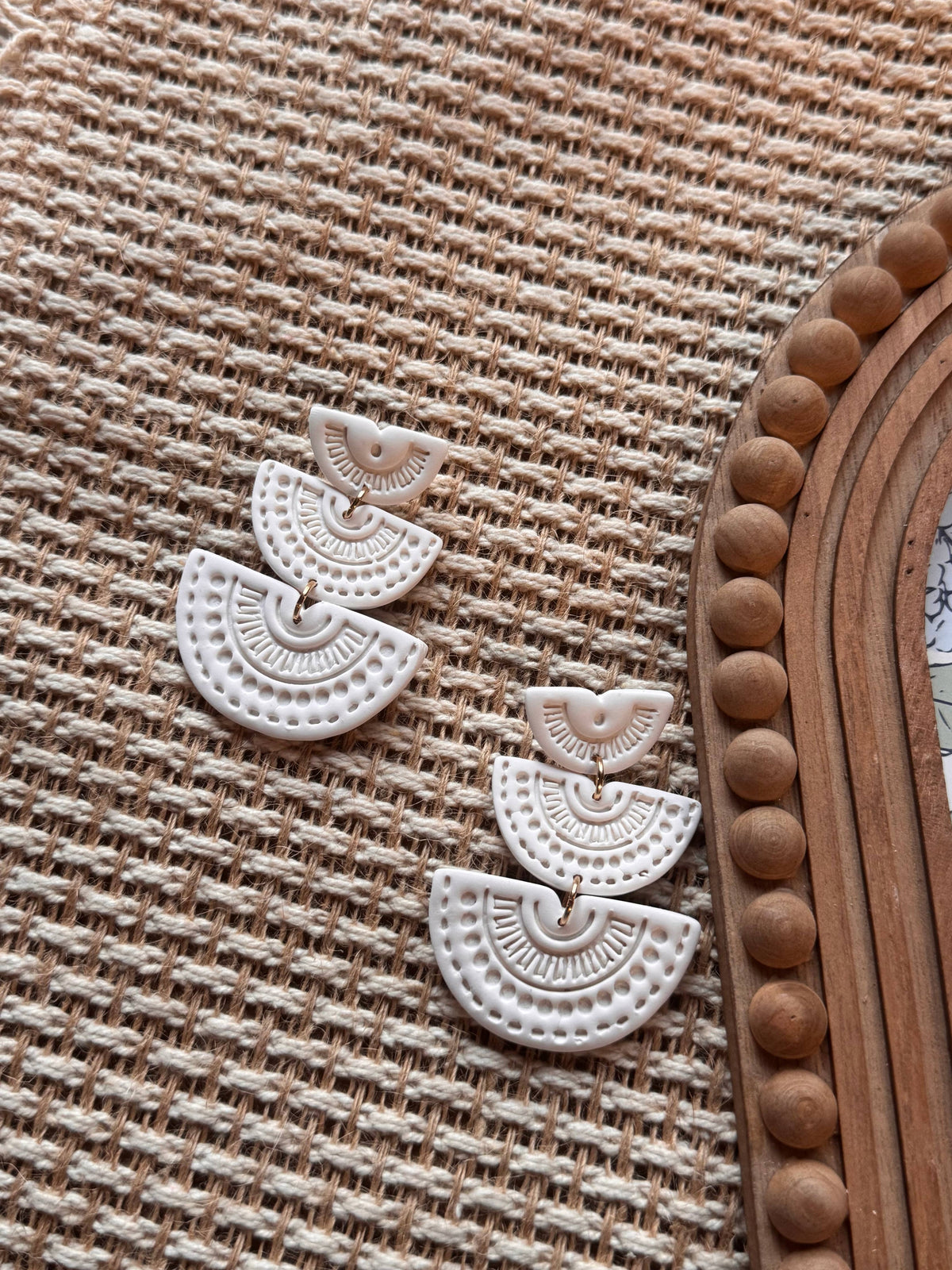 White Statement Polymer Clay Earrings