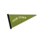 Pennant Wood Magnet Die Cut Shape | City State name drop