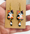 Calico Cat Wagging Tail Earrings