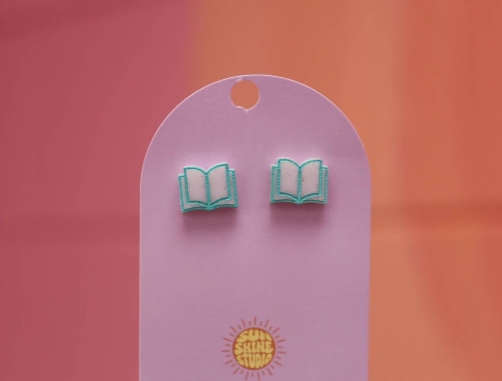 Open Book Tiny Stud Earrings