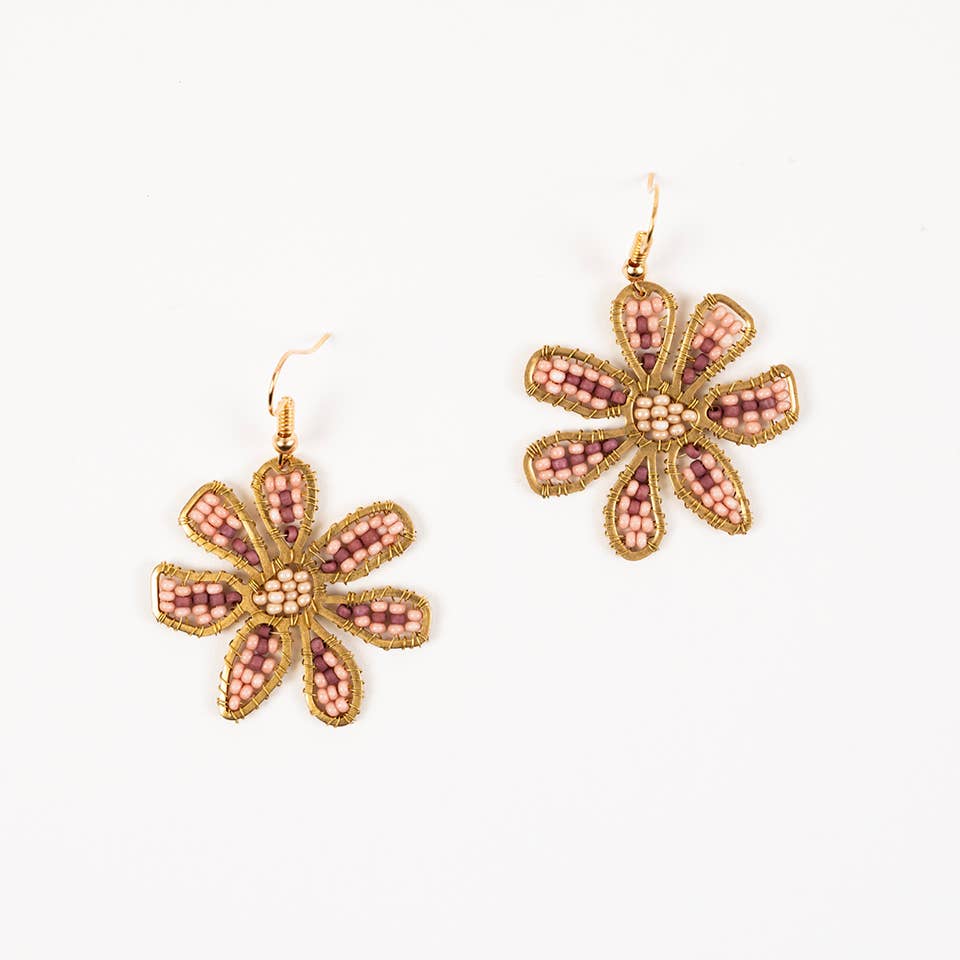 Beaded Daisy Earrings
