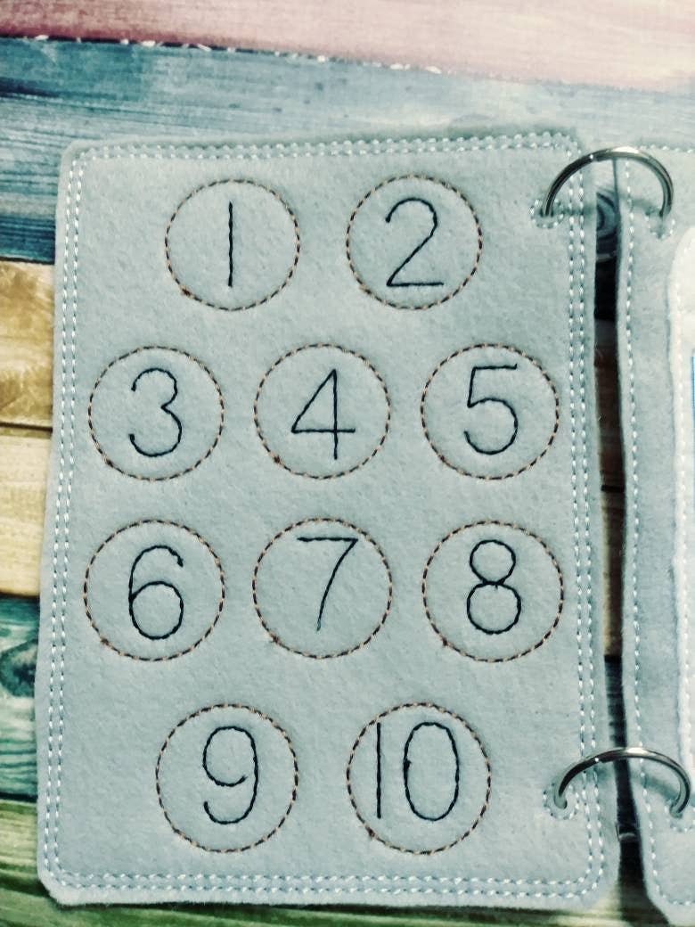 Learn to count  - Toddler quiet book page - toddler busy book - counting from 1 -10 page - learning page - number page - busy book