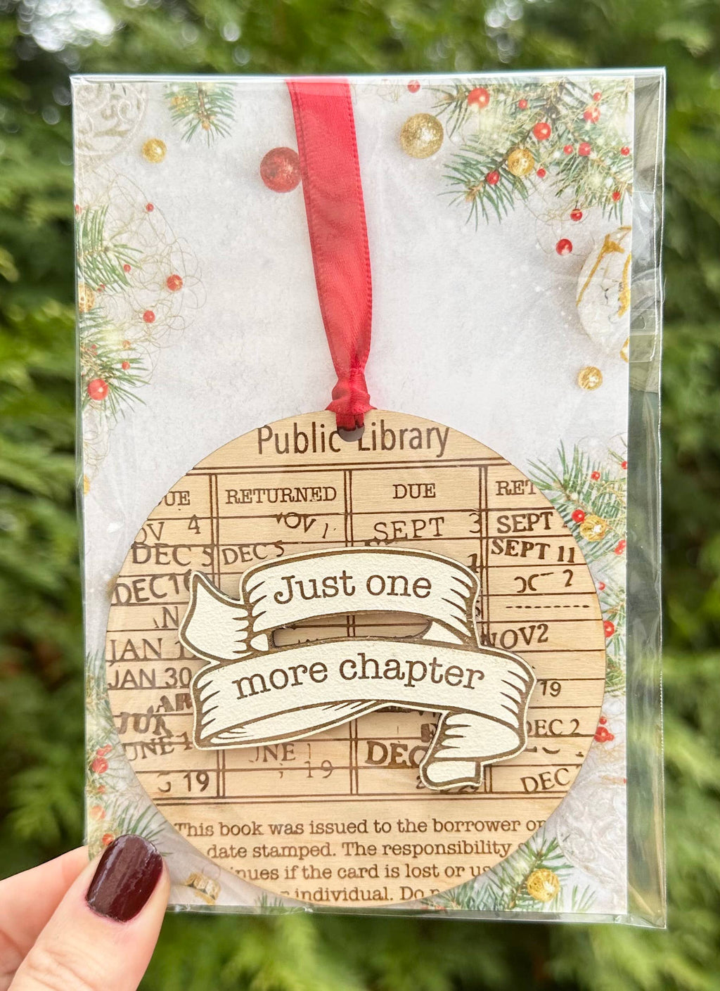 Book Ornament, Library Card Ornament