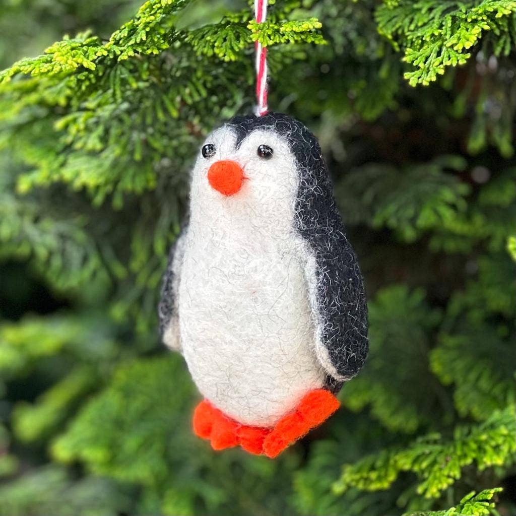 Felt Ornament Tuft Penguin Tall