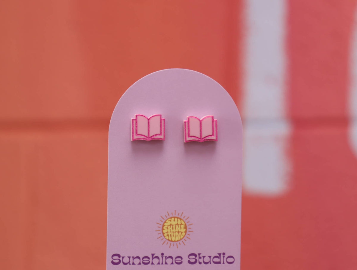 Open Book Tiny Stud Earrings