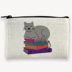 Book Stack Cat - Small Zip Pouch