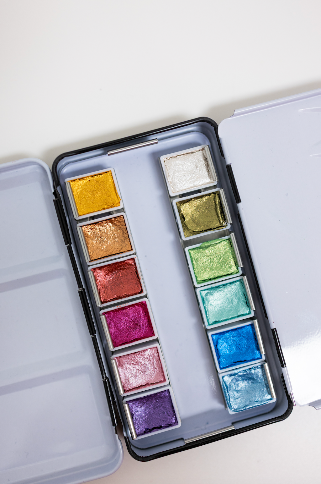 12 Color Travel Metallic Watercolor Paint Palette